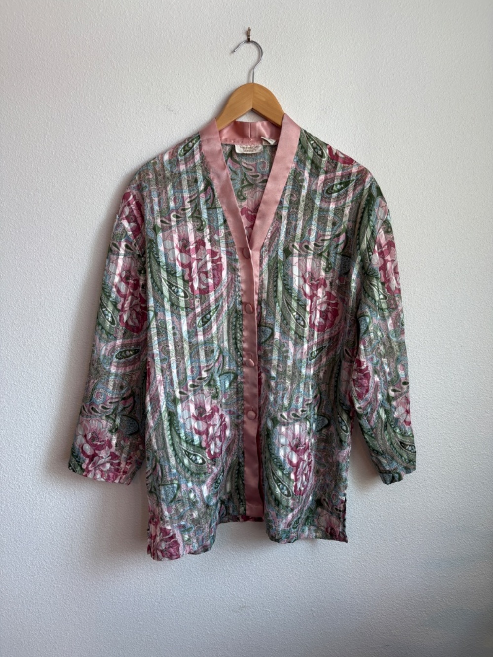 Vintage 90s Victoria's Secret Gold Label Paisley floral Stripe Top Mini Dress S